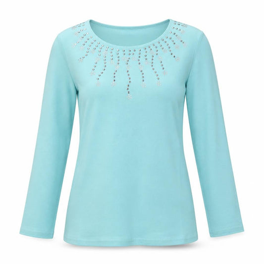 Womens UK Size 10 Afibel Green Basic T-Shirt
