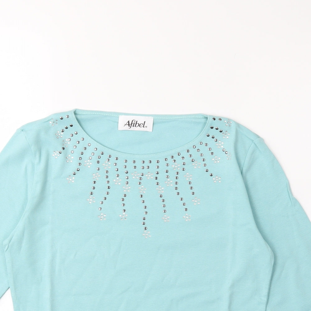 Womens UK Size 10 Afibel Green Basic T-Shirt