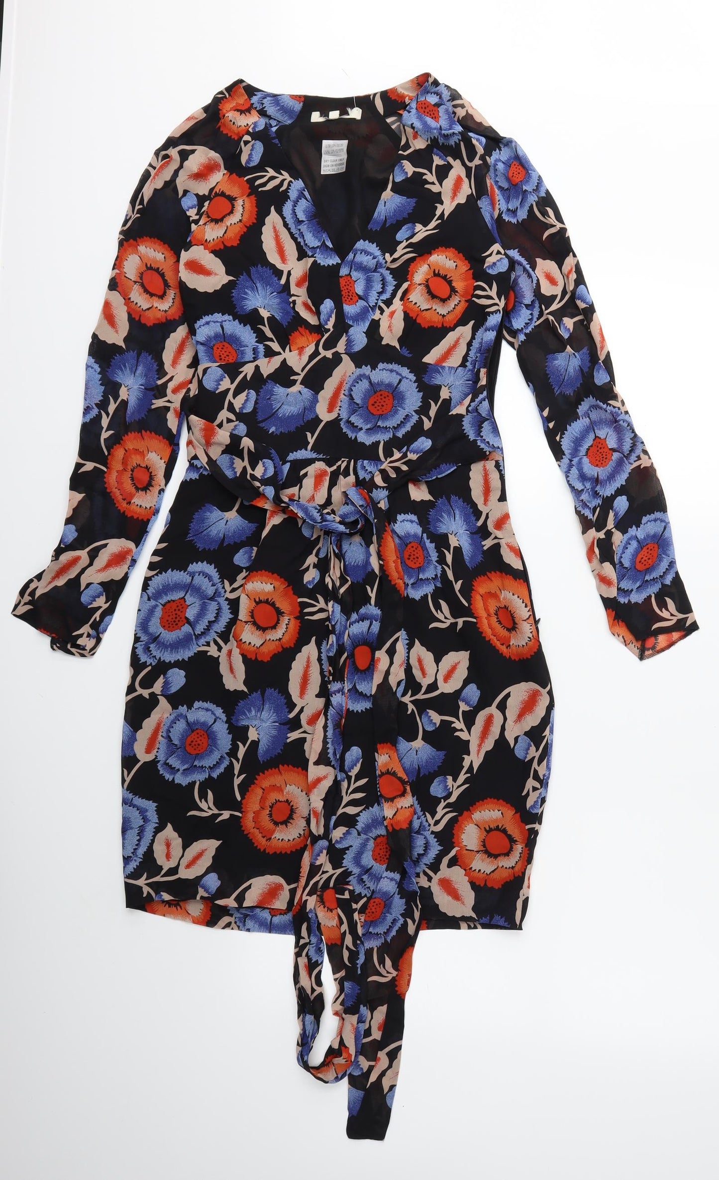 Preworn Womens Black Floral  Shirt Dress  Size 6