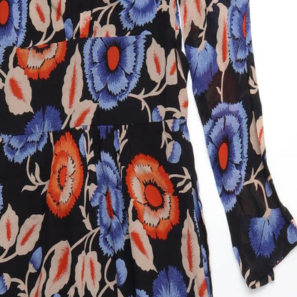 Preworn Womens Black Floral  Shirt Dress  Size 6
