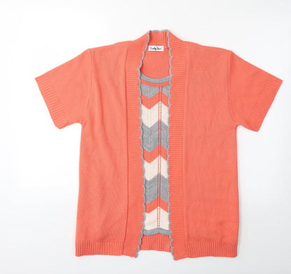 Lady Ice Womens Orange  Knit Cardigan Jumper Size S