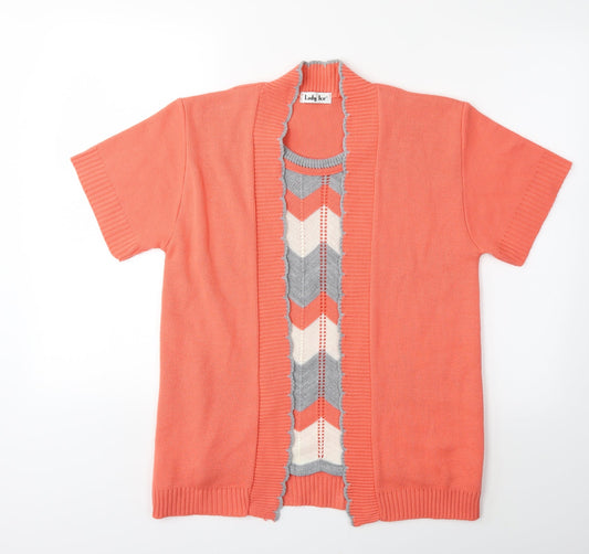 Lady Ice Womens Orange  Knit Cardigan Jumper Size S