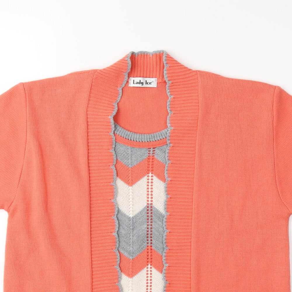 Lady Ice Womens Orange  Knit Cardigan Jumper Size S