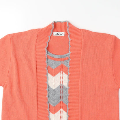 Lady Ice Womens Orange  Knit Cardigan Jumper Size S