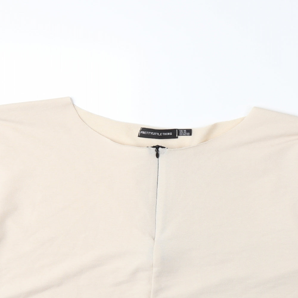PRETTYLITTLETHING Womens Beige   Pullover Sweatshirt Size 16