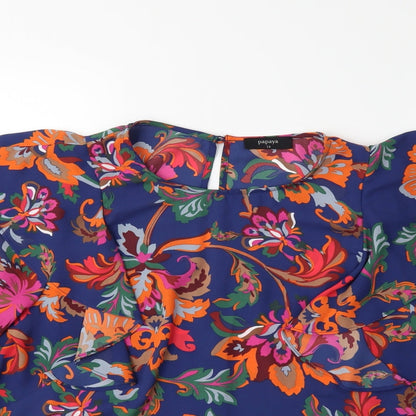 Womens UK Size 14 Papaya Blue Basic Blouse