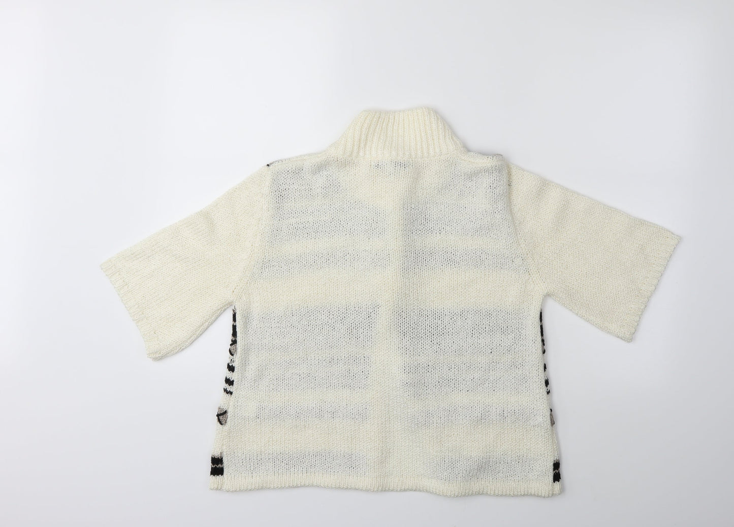 Elizabeth Scott Womens White Striped Knit Cardigan Jumper Size S