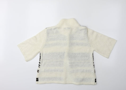 Elizabeth Scott Womens White Striped Knit Cardigan Jumper Size S