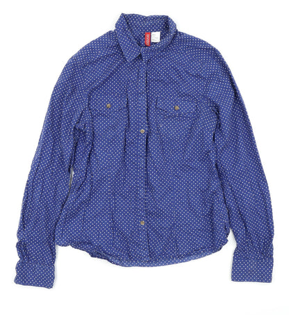 Womens UK Size 8 Divided by H&M Blue Basic Button-Up