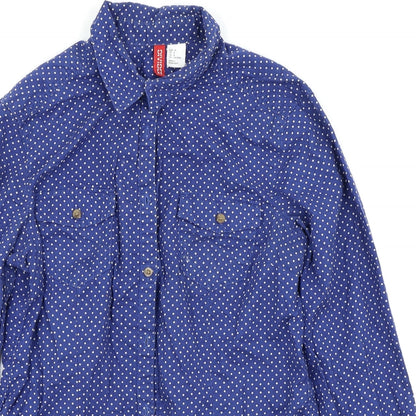 Womens UK Size 8 Divided by H&M Blue Basic Button-Up