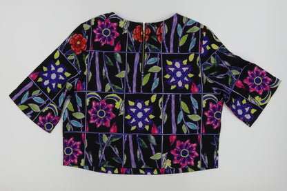 Double 11 Womens Black Floral  Basic T-Shirt Size S