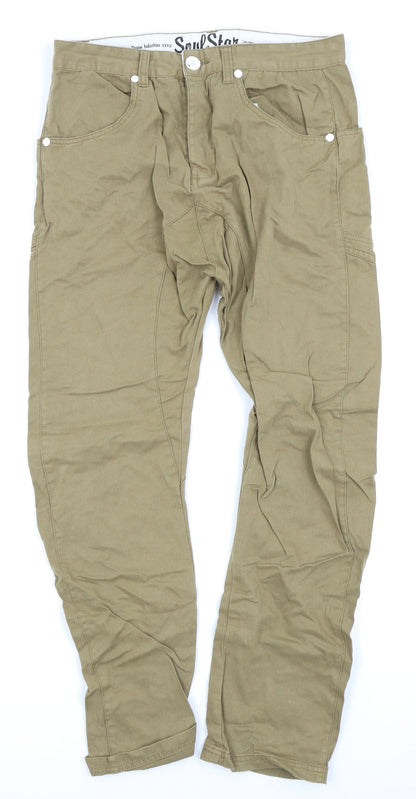 Soul Star Mens Beige   Chino Trousers Size 30 L25 in