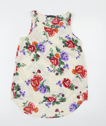 primark  Womens White Floral  Basic Blouse Size 6