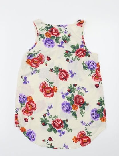 primark  Womens White Floral  Basic Blouse Size 6