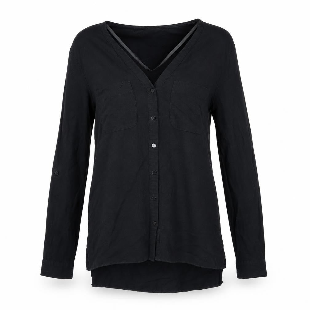 Womens UK Size 8 Primark Black Basic Button-Up