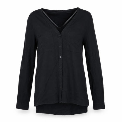 Womens UK Size 8 Primark Black Basic Button-Up