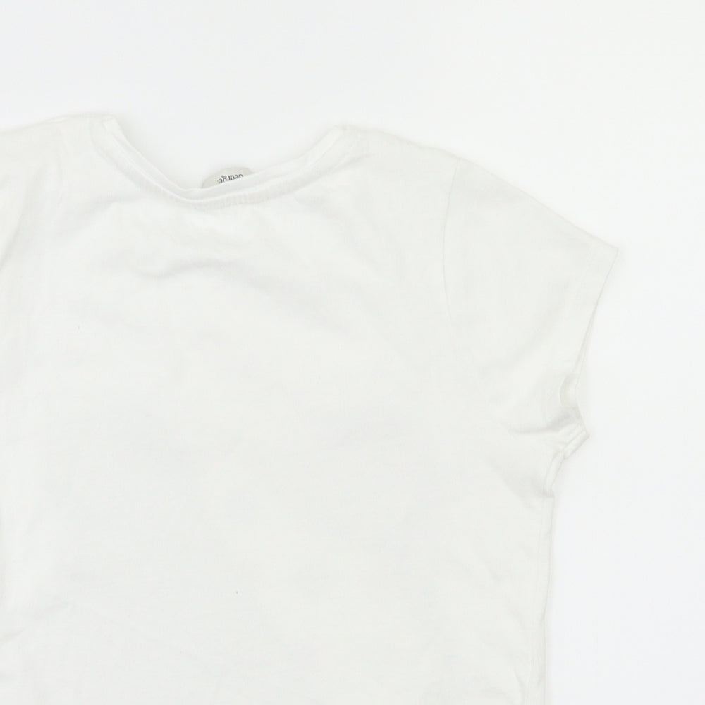 George  Girls White Animal Print  Basic T-Shirt Size 8-9 Years