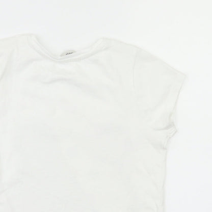 George  Girls White Animal Print  Basic T-Shirt Size 8-9 Years