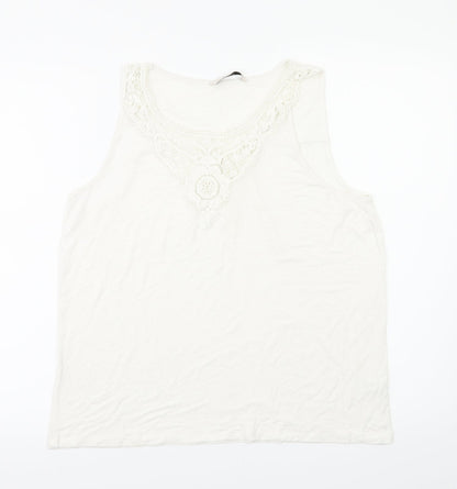 TU Womens White Floral  Basic T-Shirt