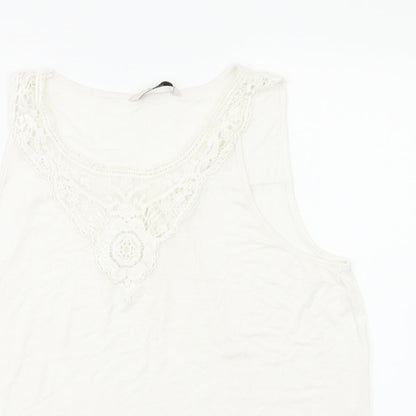 TU Womens White Floral  Basic T-Shirt