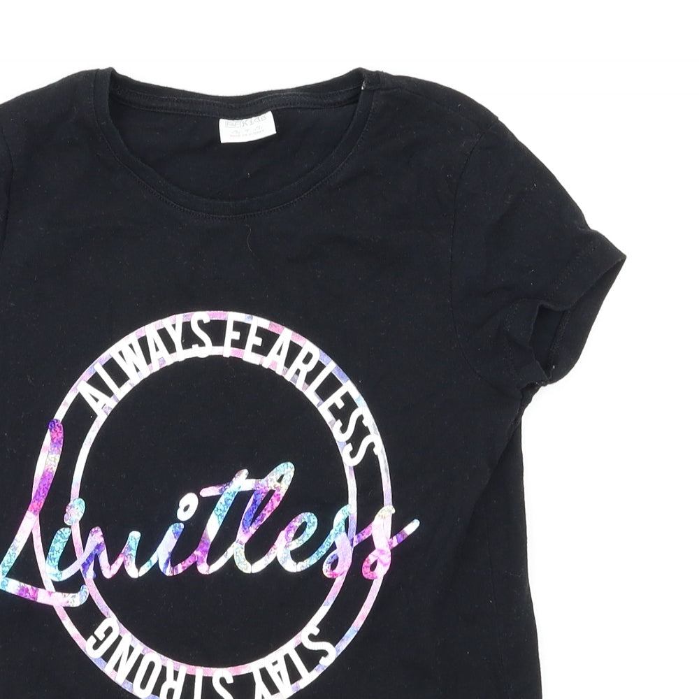 F&F Girls Black   Basic T-Shirt Size 7-8 Years