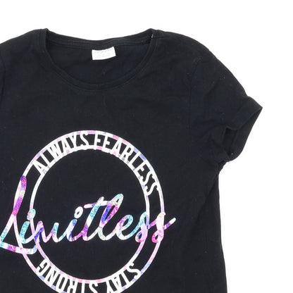 F&F Girls Black   Basic T-Shirt Size 7-8 Years