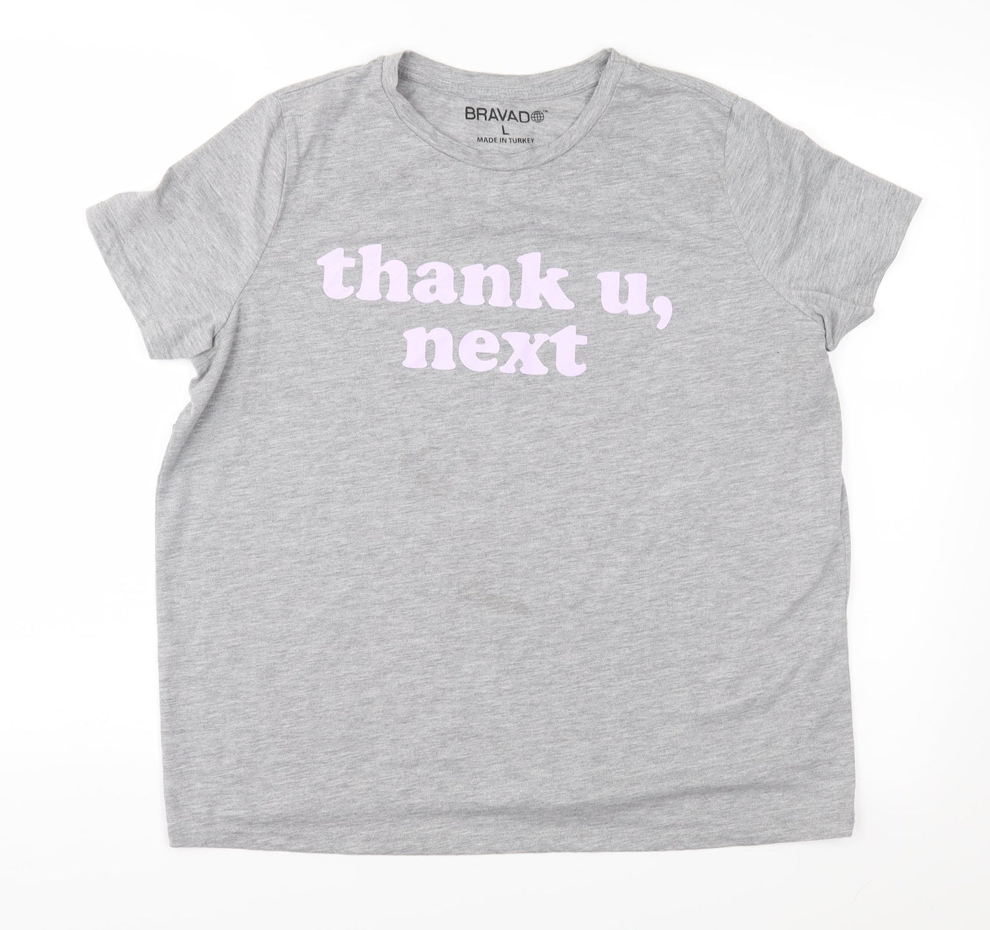 Womens UK Size L Bravado Grey Basic T-Shirt