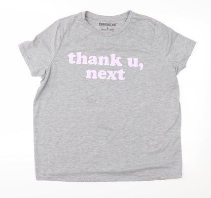 Womens UK Size L Bravado Grey Basic T-Shirt