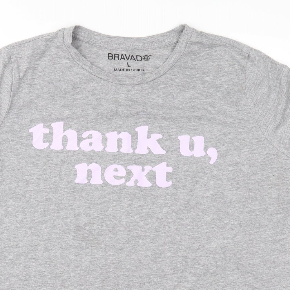 Womens UK Size L Bravado Grey Basic T-Shirt