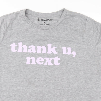 Womens UK Size L Bravado Grey Basic T-Shirt