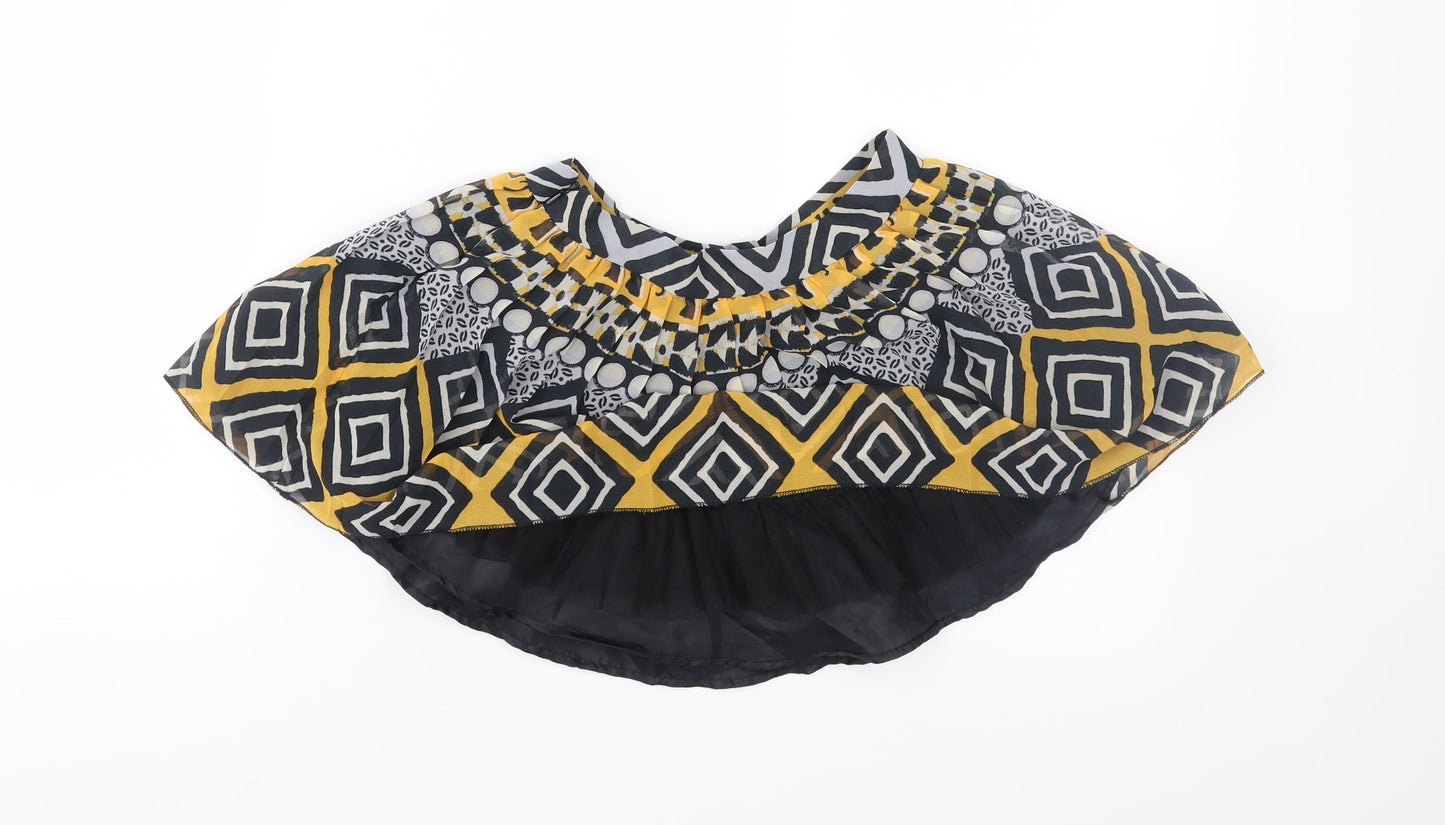 Miss GG Girls Black Geometric Chiffon Flare Skirt Size 7 Years