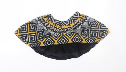 Miss GG Girls Black Geometric Chiffon Flare Skirt Size 7 Years