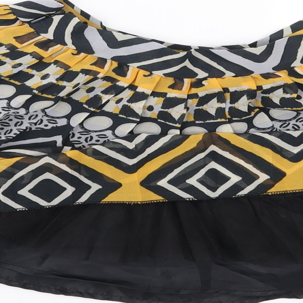 Miss GG Girls Black Geometric Chiffon Flare Skirt Size 7 Years