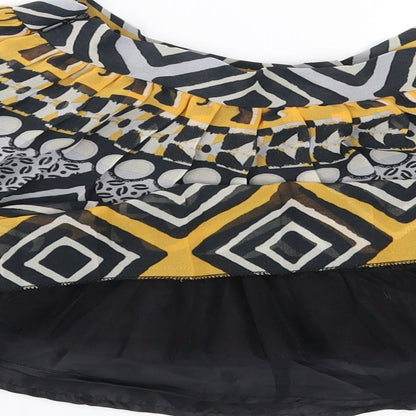 Miss GG Girls Black Geometric Chiffon Flare Skirt Size 7 Years