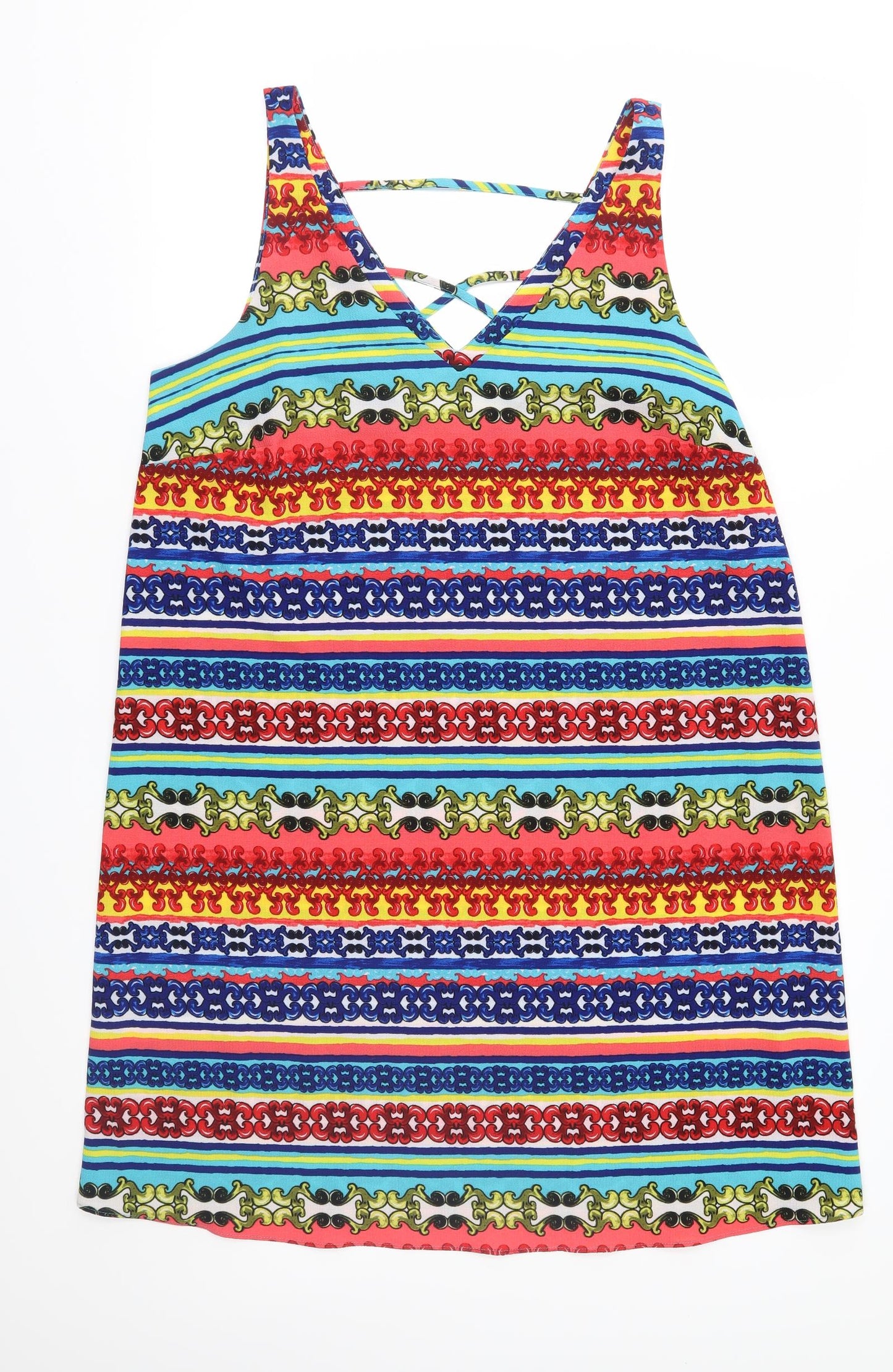 Papaya Womens Multicoloured Geometric  A-Line  Size 14