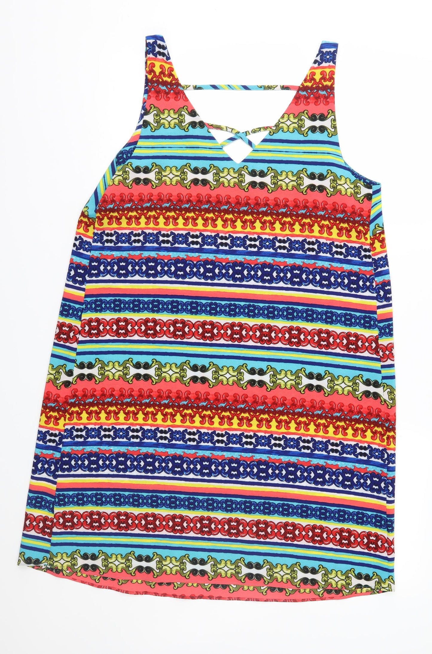 Papaya Womens Multicoloured Geometric  A-Line  Size 14