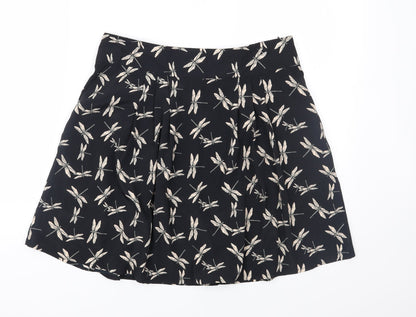 Preworn Womens Black Geometric  Flare Skirt Size 30 in