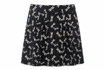 Preworn Womens Black Geometric  Flare Skirt Size 30 in