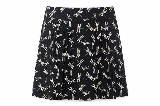 Preworn Womens Black Geometric  Flare Skirt Size 30 in