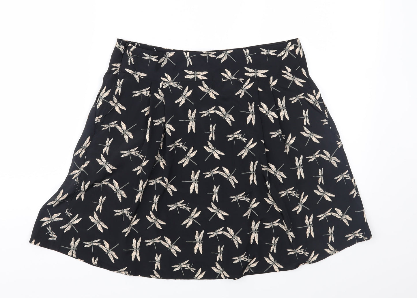 Preworn Womens Black Geometric  Flare Skirt Size 30 in