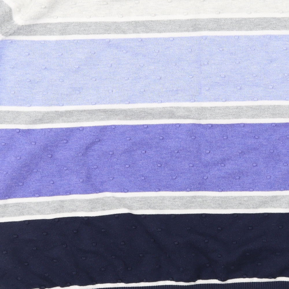 Bonmarché Womens Blue Striped Knit Pullover Jumper Size L