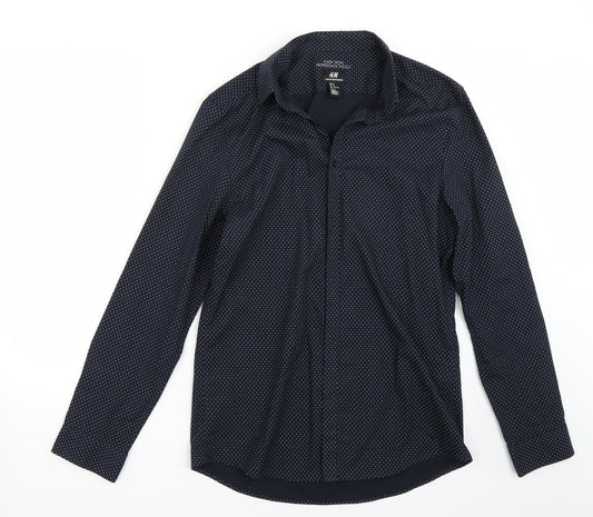 Mens UK Size M H&M Blue  Button-Up Long Sleeve Casual Shirt