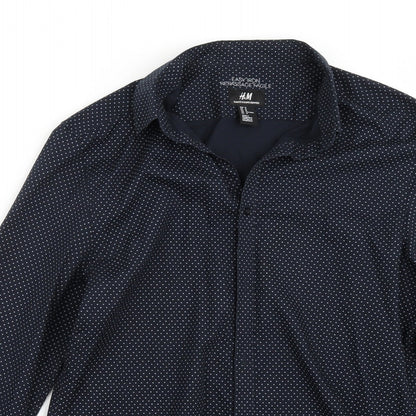 Mens UK Size M H&M Blue  Button-Up Long Sleeve Casual Shirt