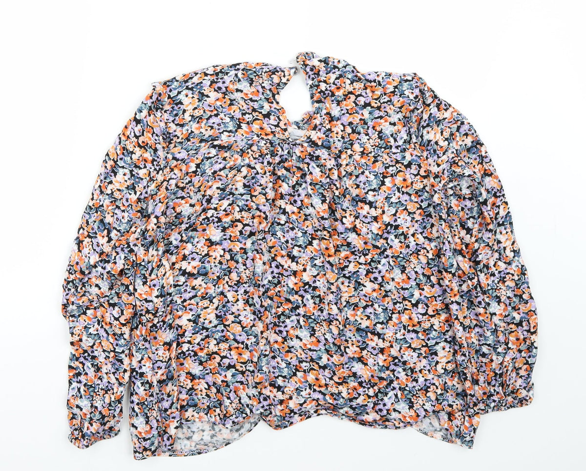 Vanessa zani Womens Black Floral  Basic Blouse Size S