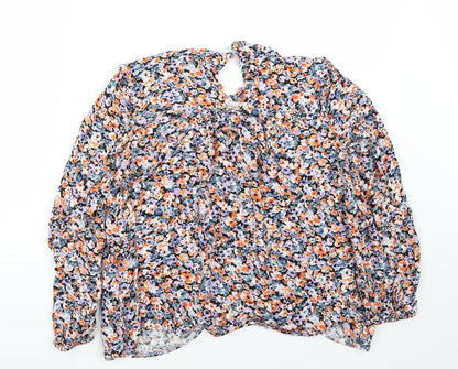 Vanessa zani Womens Black Floral  Basic Blouse Size S