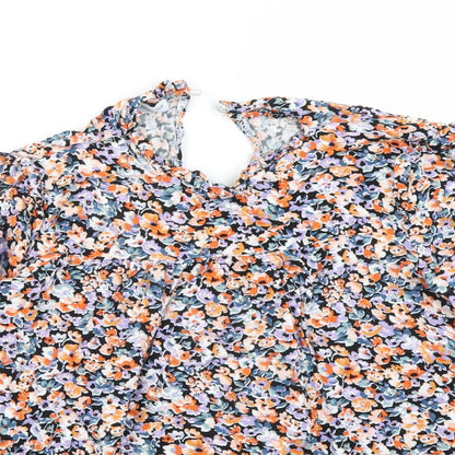 Vanessa zani Womens Black Floral  Basic Blouse Size S