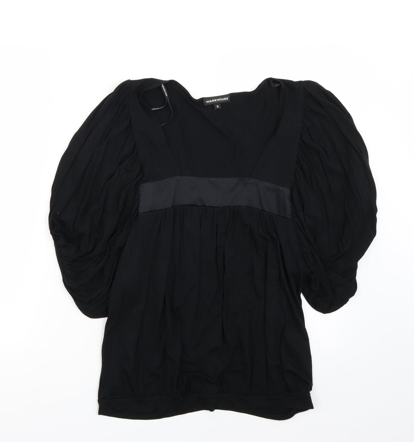 Womens UK Size 12 Warehouse Black Basic T-Shirt