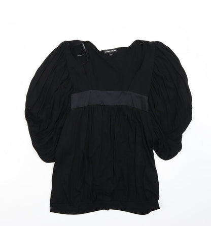 Womens UK Size 12 Warehouse Black Basic T-Shirt