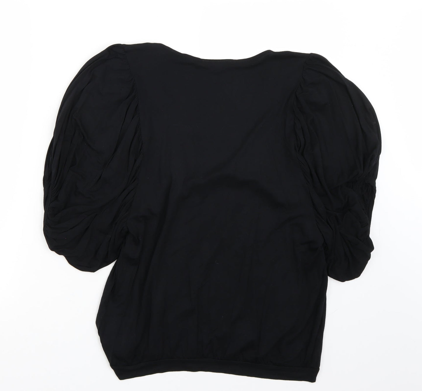 Womens UK Size 12 Warehouse Black Basic T-Shirt
