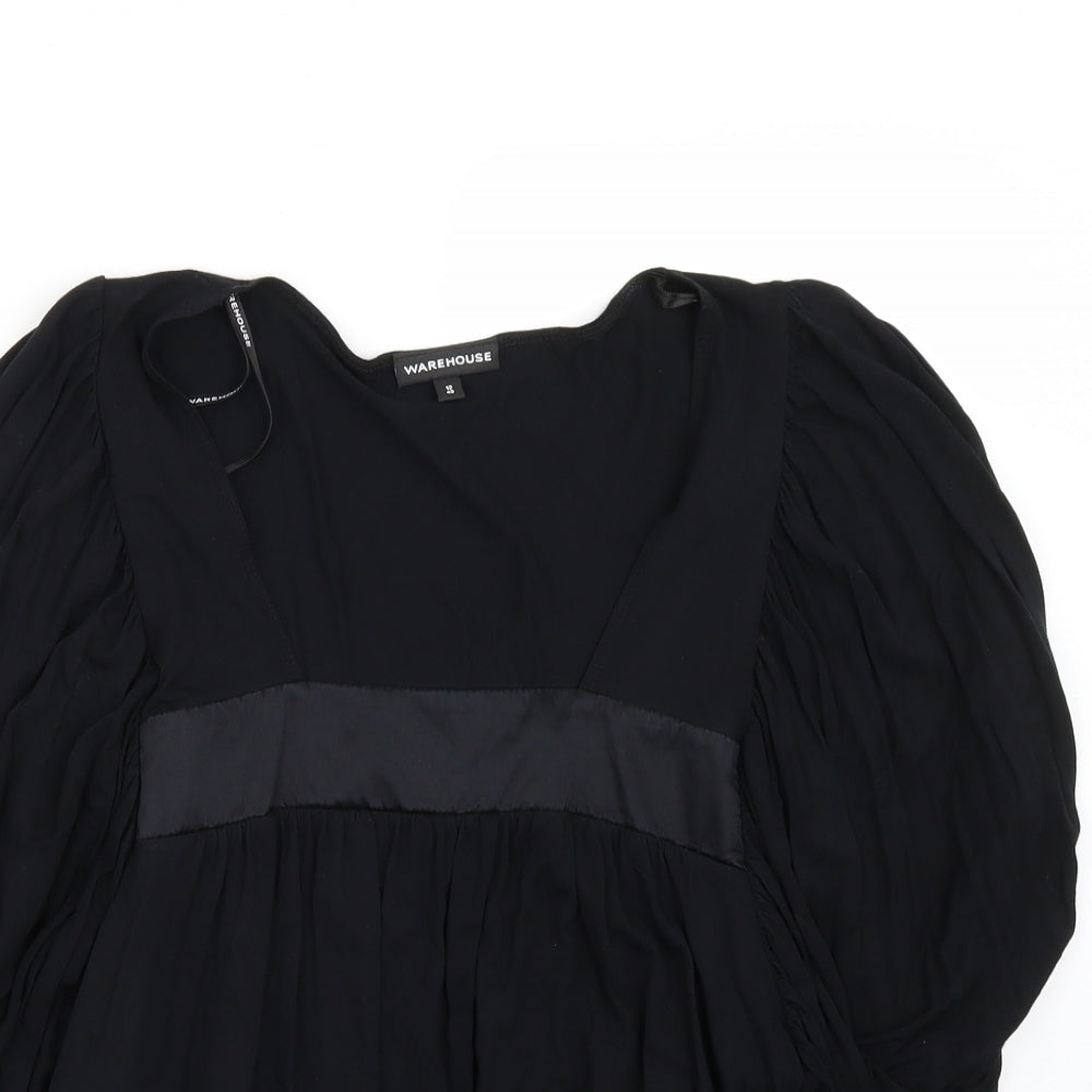Womens UK Size 12 Warehouse Black Basic T-Shirt